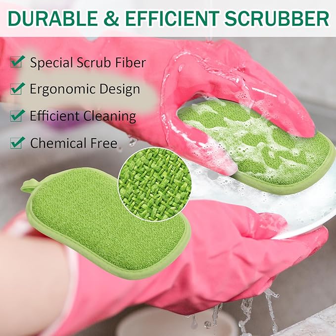 24 Pack Multi Purpose Scrub Sponges Non Scratch Microfiber Sponge Cleaning Dish Scrubber Reusable Dish Sponges for Washing Dishes Along with Heavy Duty Scouring Power (Green)