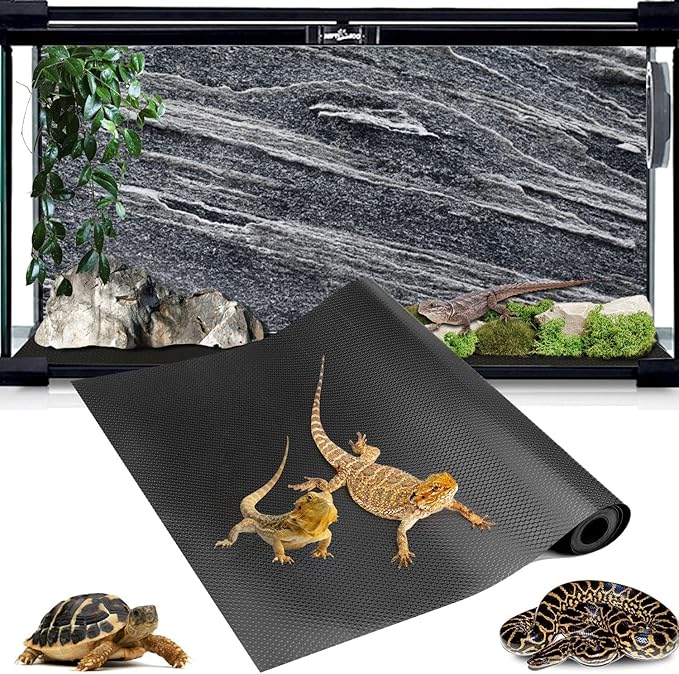 120 Gallon Reptile Terrarium Mat Liner, 96" X 24" Bearded Dragon Tank Accessories, Bearded Dragon Substrate flooring for 4x2x2 Reptile Enclosure, Reptile Bedding Carpet for Gecko,Lizard, Black