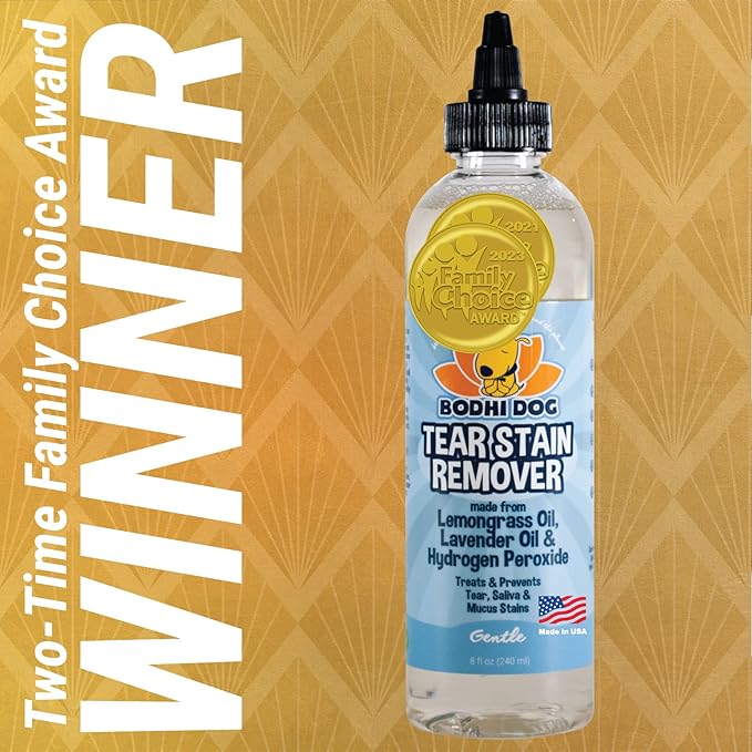 Bodhi Dog Tear Stain Remover - Removes Tears, Saliva & Mucus Stains from Dogs & Cats - Gentle, Natural Solution for Sensitive Fur & Coats, Alcohol-Free, Made in USA (8 Fl Oz)