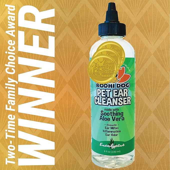 Bodhi Dog Ear Cleaner Solution for Dogs & Cats - Aloe Vera Ear Cleanser, Gentle, Safe for Ear Health - Removes Dirt, Wax & Debris - Prevents Odor & Irritation - Made in USA (8 Fl Oz)