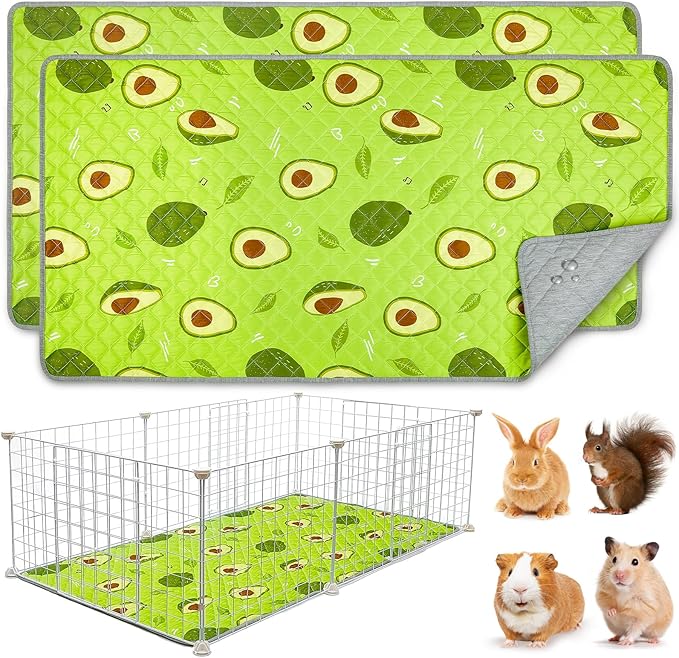 2 Pack Guinea Pig Bedding, Washable Guinea Pig Cage Liner Reusable Guinea Pig Mat Waterproof Guinea Pig Bedding Super Absorbant Guinea Pig Pee Pads