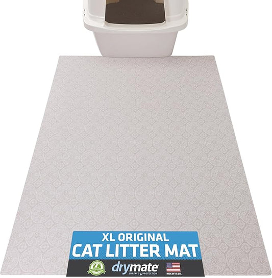 Drymate XL Original Cat Litter Mat, Contains Mess from Box, Protects Floors, Urine-Proof, Machine Washable, Soft on Kitty Paws, Absorbent, Waterproof (USA Made, Recycled Content) (29”x36”)(Tan Global)