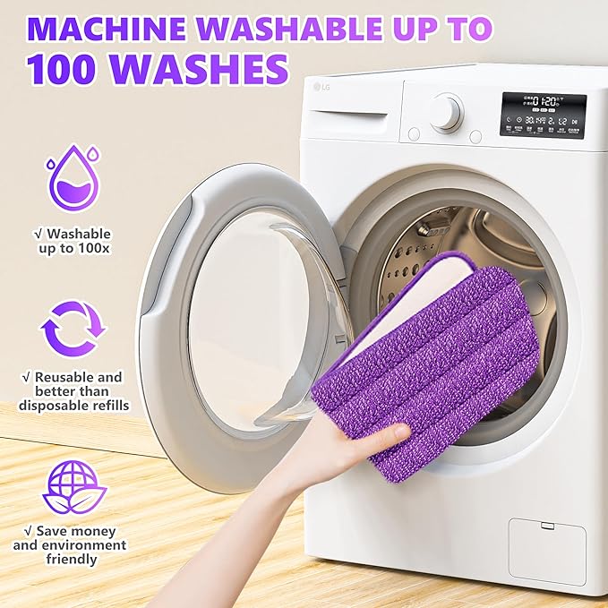 18 Pack Reusable Mop Pads Compatible with Swiffer PowerMop, Wood Floor Pads Microfiber Mop Replacement Refills Machine Washable for All Floor Surfaces
