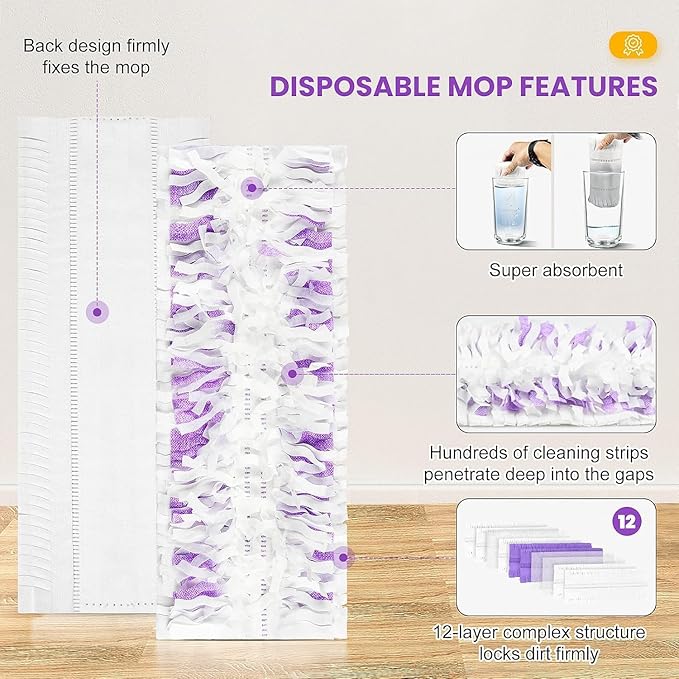 15 Pack Power Mop Refills Compatible with Swiffer PowerMop Multi-Surface Floor Mop and Swiffer PowerMop Wood Mop, Replacement Power Mop Pads