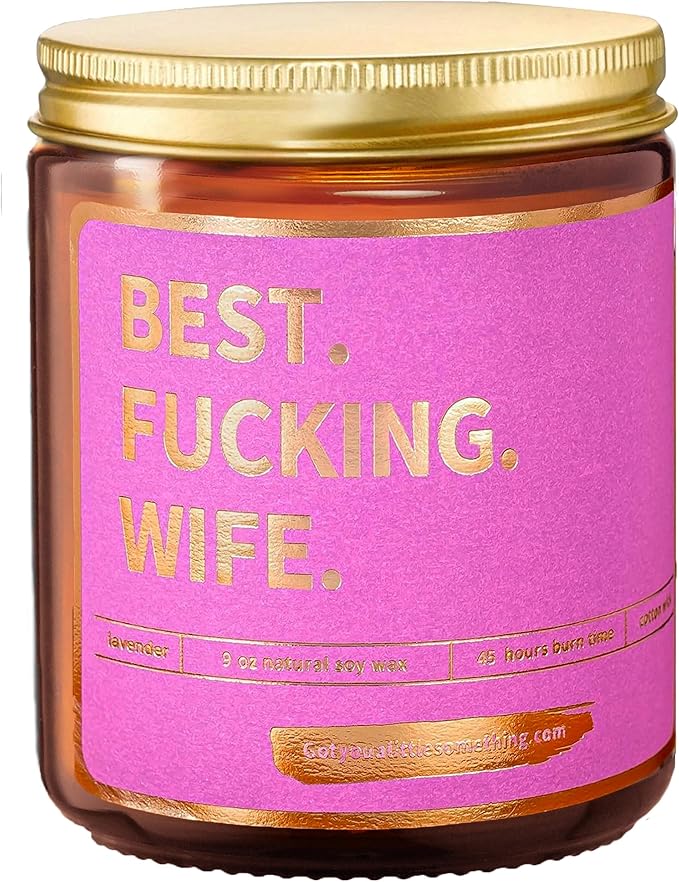 Best Wife Ever Funny Scented Candle - Romantic Gifts for Wife from Husband for Birthday Couples Anniversary Wedding Engagement Christmas Valentines Day - Wife Birthday Candle