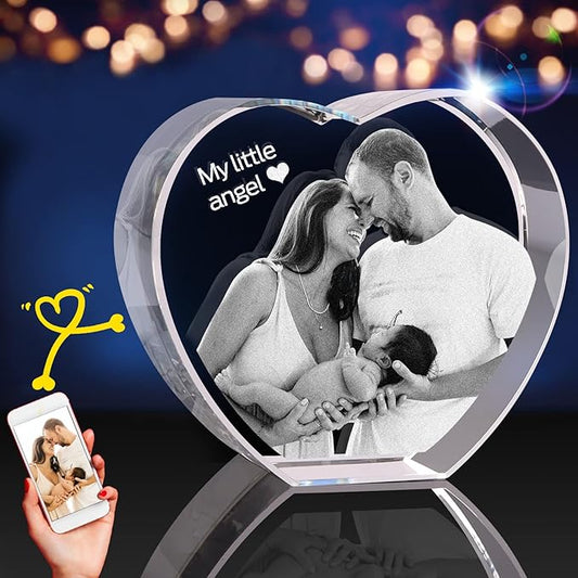 3D Crystal Photo, Personalized Gift. Custom Gifts for Dad and Mom, Him, Her, Wife and Husband. Custom Picture Gifts for Fathers Day, Anniversary, Birthday. Picture Gift for Pet Lovers (Medium）