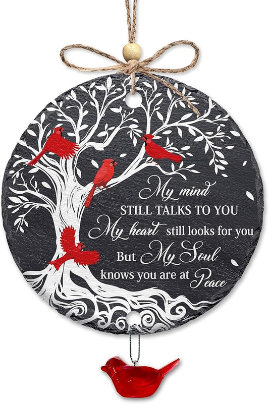 Hyturtle Cardinal Memorial Ornament - My Mind Still Talks to You 4" Stone Ornament - Sympathy Gift for Loss of Loved One - Memorial Hanging Home Decorations Ornaments Memorial 3