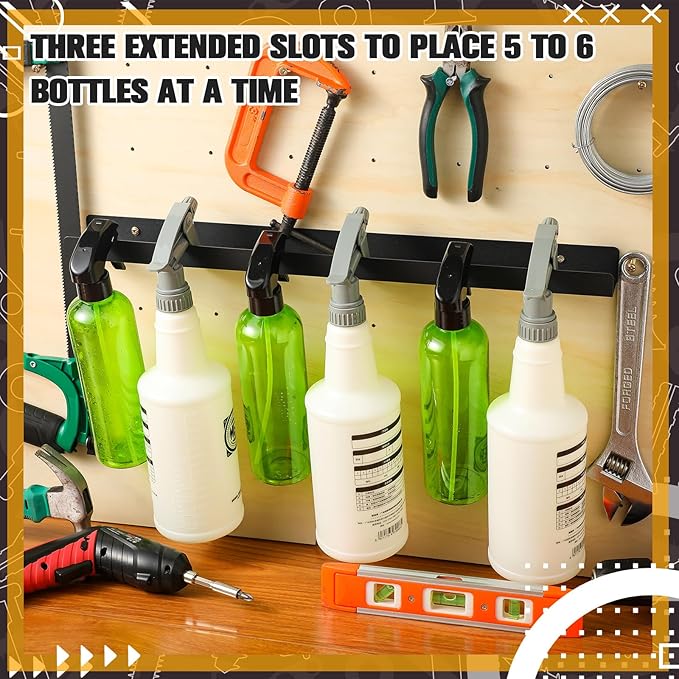 2 Pcs Spray Bottle Holder Wall Mounted Spray Bottle Storage Rack with Hardware Hanger Organizer,Holds up to 12 Sprayers (16 Oz) for Mobile Garage Home Organizer