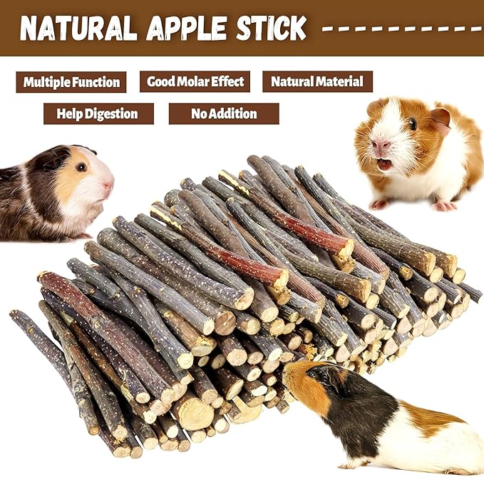 2lb(900g) Small Apple Sticks for Rabbits, Animals Molar Wood Treats Toys for Chinchillas Guinea Pig Hamster Gerbil Parrot Bunny and Small Animals Chew Stick Toys Treats