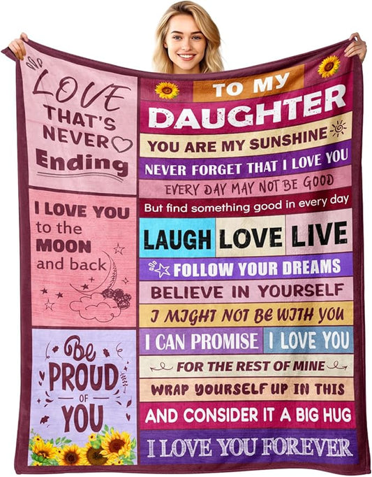 Daughter Gifts from Mom Dad - Daughter Birthday Gifts Unique - Birthday Gift for Daughters Adult - Christmas Valentines Mothers Day & Graduation Gift for Daughters - to My Daughter's Blanket 50"x60"
