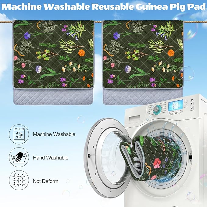 2 Pack Guinea Pig Bedding, Washable Guinea Pig Cage Liner Reusable Guinea Pig Mat Waterproof Guinea Pig Bedding for Cage, Super Absorbant Guinea Pig Pee Pads for Small Animals Hamster Rabbit Squirrel