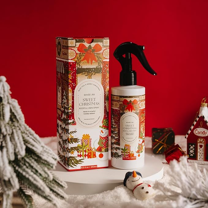 Romiie Zoi Christmas Linen & Room Air Freshener Spray Room Mist- Sweet Christmas - Infused with Sweet Pine Aroma- 250ml / 8.5 FL OZ.