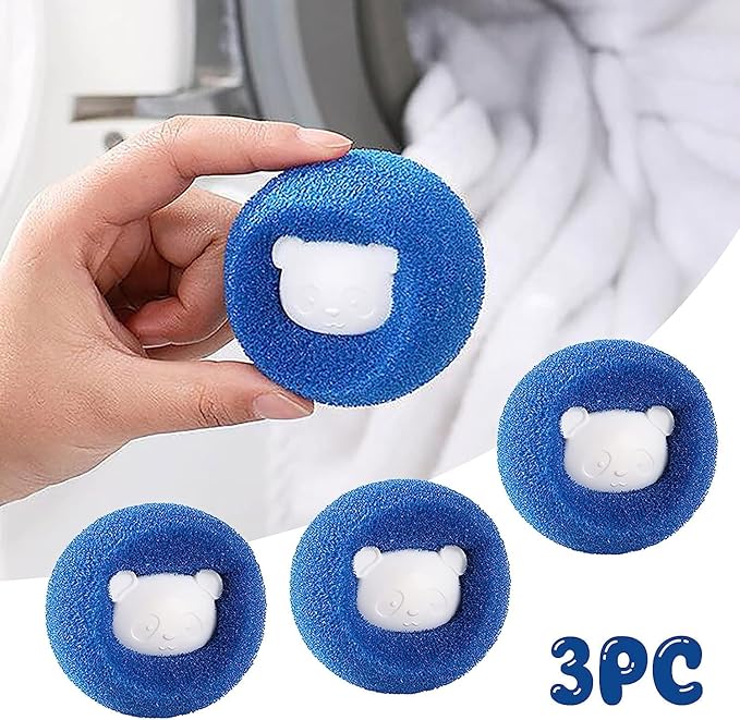 3Pcs Mix Colors Reusable Hair Remover for Washing Machine and Dryer - Laundry Ball Catcher for Clothing, Dog, Cat, Pet Lint Removal