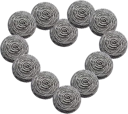 12Pcs Steel Wool Scrubber - Steel Wool for Cleaning Dish Pots Pans Grills Stainless Steel Scrubber for Kitchen Sinks Cleaning Steel Wool Pads Metal Scrubber