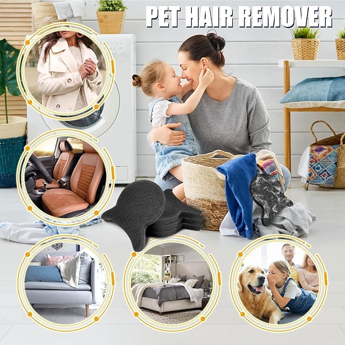 4 Pieces Pet Hair Remover for Laundry, Reusable Dog Hair Remover for Laundry, Lint & Hair Catcher for Clothes, for Washing Machines, Dryers, Bedding and Clothing-H