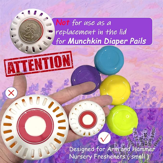 24 PCS Baking Soda Refills For Munchkin Nursery Fresheners, Lavender Scented Deodorizers Odor Absorber Compatible with Arm and Hammer Diaper Pail Deodorizing discs