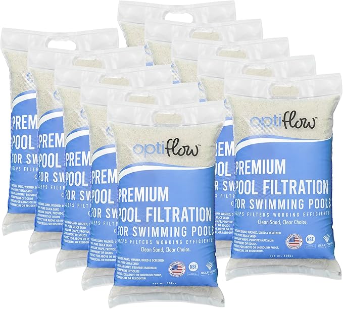 10-Pack Pool Filter Sand, Premium Filtration with Pure Silica Formula, 50 Lbs - Swimming Pool System Accessories and Supplies for Cleaning and Maintenance