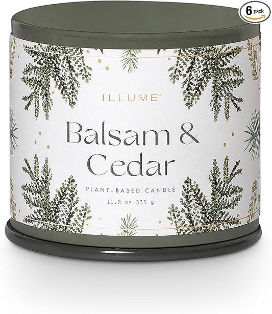 ILLUME Vanity Tin Candle, Balsam & Cedar (Pack of 6)
