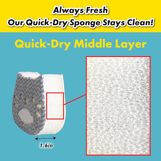 2-in-1 Dog Face Sponge for Kitchen & Bath - Detachable Fish, Wall-Cling Storage, Powered by 1.8 Mil Fiber - Multi-Functional Cleaning Gadget (2 Pack) (Dog - White & Brown)