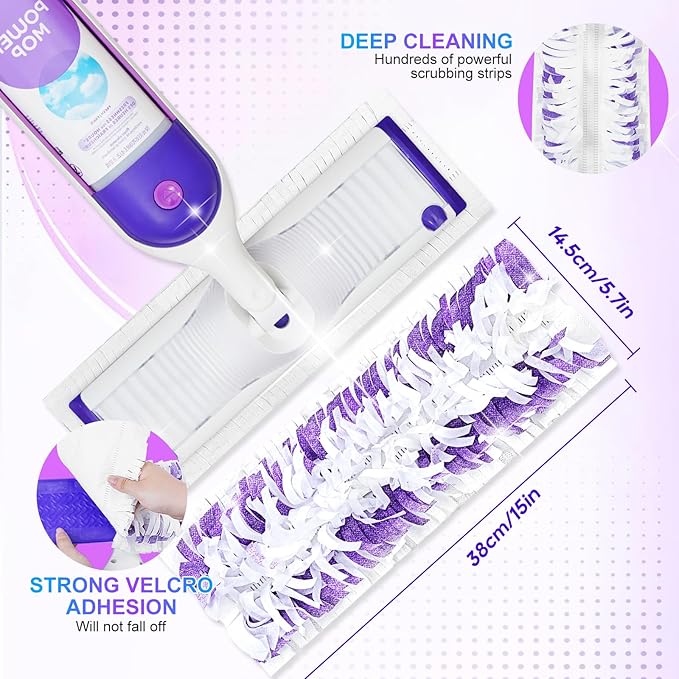 15 Count Disposable Power Mop Refills Compatible with Swiffer PowerMop Multi-Surface Mop Kit for Floor Cleaning, Replacement Power Mop Pads for Wood Mopping