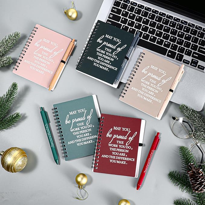 Honoson 10 Sets/20 Pcs Medical Assistant Employee Appreciation Gifts May You Be Proud The Work Notebook with Ballpoint Pen Inspirational Journals Bulk Thank You Gifts for Team Coworker (Bright Color)