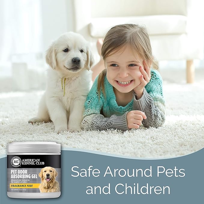 AMERICAN KENNEL CLUB SMELLS BEGONE Pet Odor Absorber Gel - Air Freshener & Odor Eliminator - Fragrance Free - 15 Ounce - 2 Pack