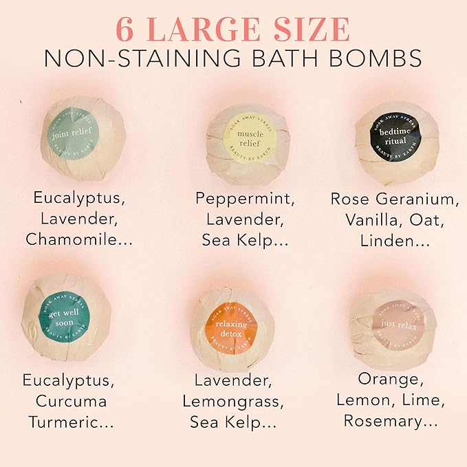 Bath Bombs Gift Set, USA Made with Organic & Natural Ingredients, Christmas Stocking Stuffers for Women & Men, Relaxing Spa Gifts, Wife Stocking Stuffers