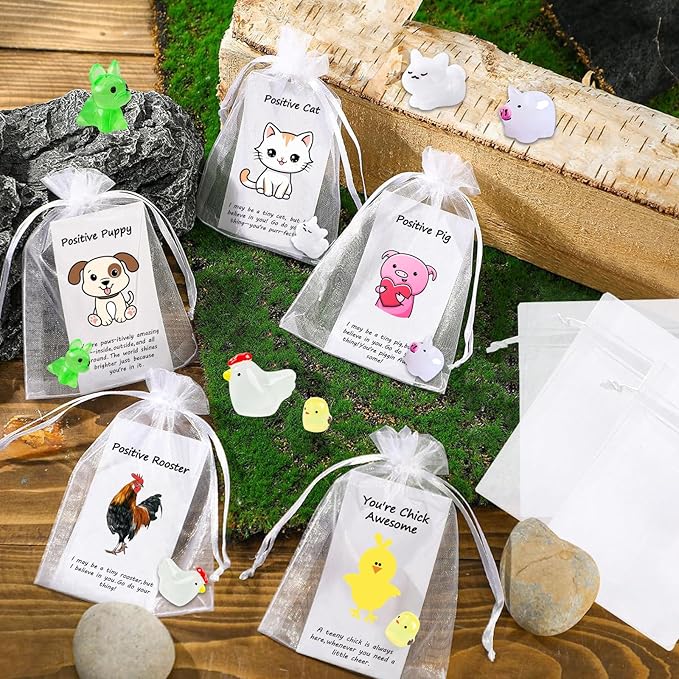 100 Set Employee Appreciation Gifts Bulk for Thank You Staff Back to School Student Teacher Office Coworker Nurse Pocket Gifts Animal Pun Inspirational Note Cards Pigs Dogs Cats Hens Favors