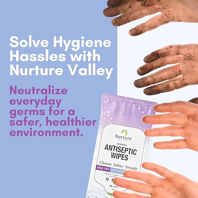 Nurture XL Antibacterial Body & Hand Wipes | Alcohol-Free Antiseptic Wet Sanitizer Towelettes for Germ Removal, Disinfecting Skin, Sanitizing Hands |Cleaning Cloths | Adults & Baby | Thick & Strong