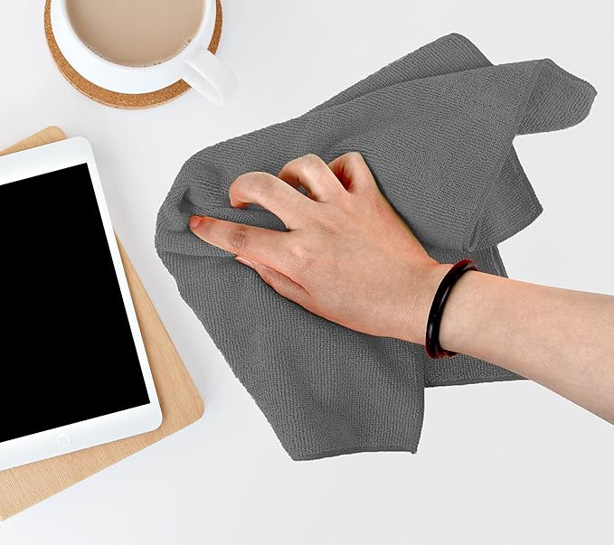 Avalon Towels Microfiber Cleaning Cloths (Value Pack of 36) Size 16" x 16", Highly Absorbent Cleaning Rags, Lint Free Cleaning Towels, Reusable and Washable, Microfiber Towels for Cars (Grey)