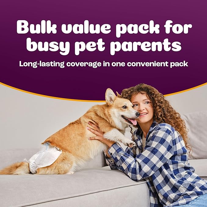 Inspire Pet Care Dog Diapers Female Dogs | Bulk Value Doggie Incontinence, Accidents, for Heat, Pee or Period and Housebreaking (Medium (96 Count))