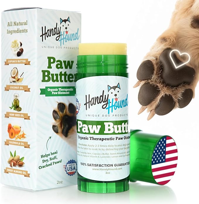 Handy Hound Dog Paw Balm - Paw Butter – Ultimate Dog Paw Protector & Dry Skin Treatment - Nourishing Paw, Nose & Dry Skin Soother - Lick-Safe Paw Balm Dogs Trust - Made in The USA (1 oz)