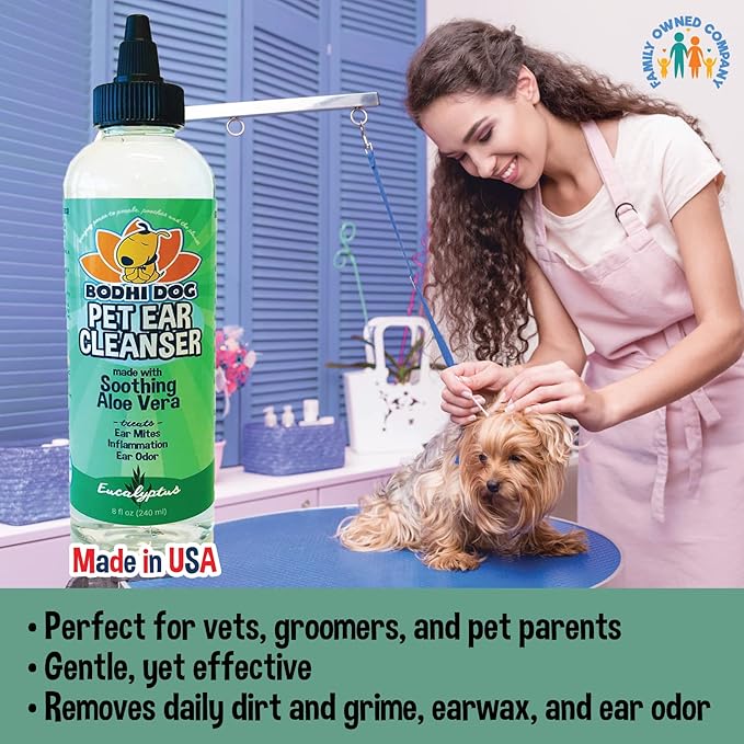 Bodhi Dog Ear Cleaner Solution for Dogs & Cats - Aloe Vera Ear Cleanser, Gentle, Safe for Ear Health - Removes Dirt, Wax & Debris - Prevents Odor & Irritation - Made in USA (8 Fl Oz)