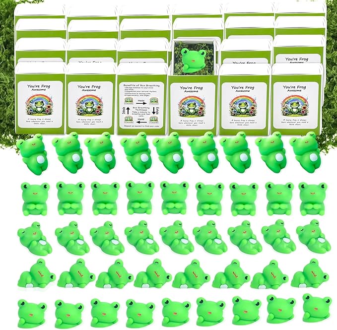20 Set Positive Frog Gifts Bulk Employee Appreciation Gifts Box Breathing Gift Bulk for Coworker Team Back to Desk Pets Thank You Teacher Frog Ornaments with Cheer up Card Box