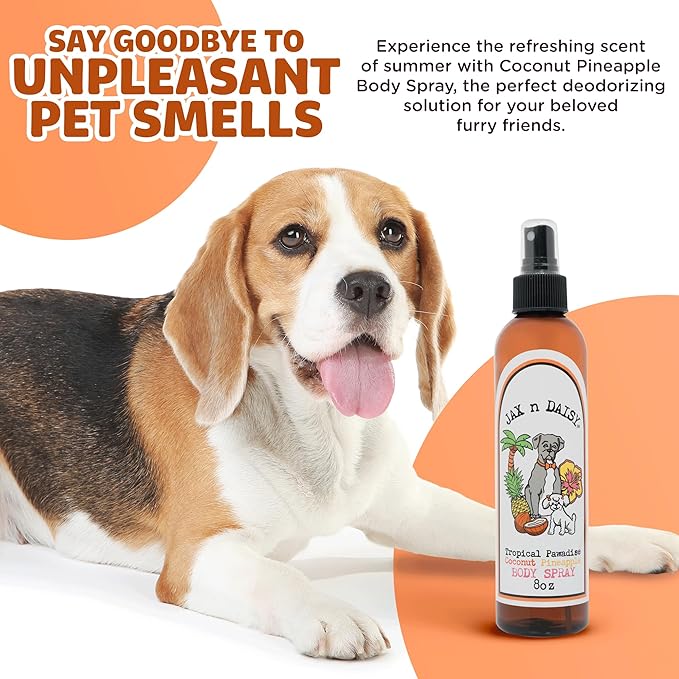 Jax N Daisy Tropical Pawadise Spray a Delightful Tropical Scent all Natural Good for Coat Skin Long Lasting Deodorizing Spray dog Perfume Deodorant for Smelly Dogs pet Perfume