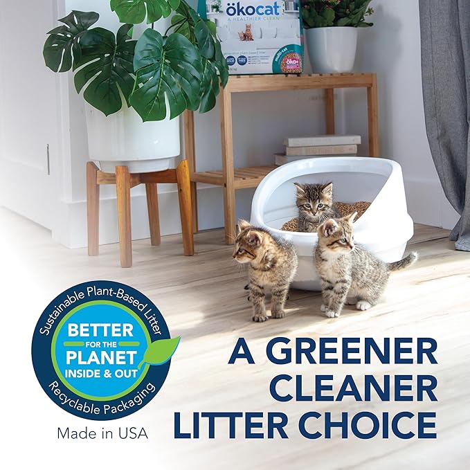 ökocat Multi-Cat Wood Clumping Cat Litter, Unscented, 18.8 pounds - Natural Ingredients, Obliterates Odors with Natural Odor Neutralizer, Clumps Solid, 99% Dust Free, Great for Multiple Cats