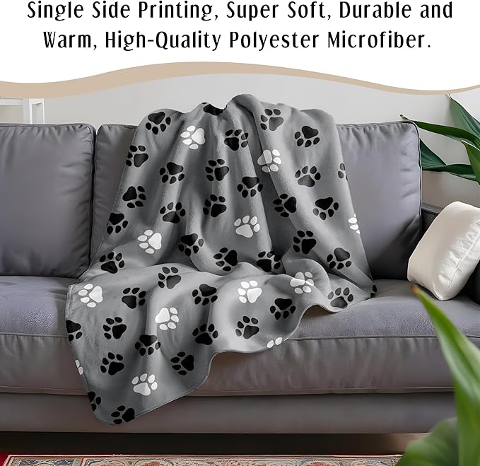HIWX Dog Kids Blanket, Dog Lovers Gifts Blankets, Puppy Paws Throw Blanket for Kids Girls Boys Nursery Toddler Room Bedroom Home Living Room Office Couch Bed Decor, Pet Lover Owner Gifts, 40x30 Inches