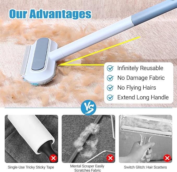 2 Pieces of Pet Hair Removal Brush, Cat Hair Remover Furniture, para Gatos Quita Pelo Reusable, Washable for Gentle Cleaning of Sofas, Carpets, Clothes, Bedding