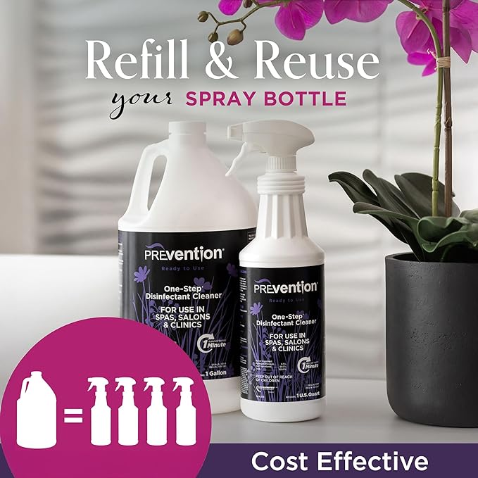 Prevention Ready-To-Use Disinfectant Cleaner – Surface Disinfecting & Cleaning Solution for Salons, Spas, Clinics – Hospital Grade, Gallon Refill – 1 Gallon (1 Pack)