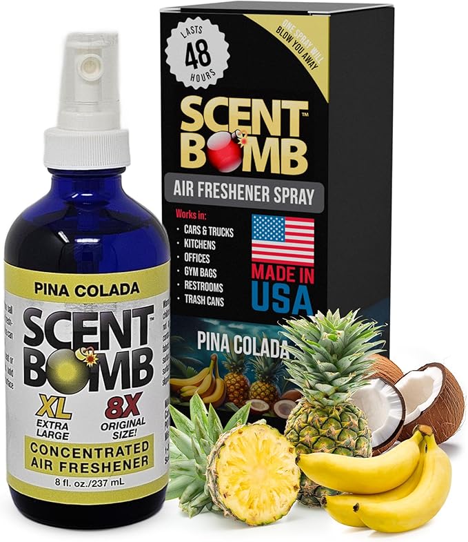 Scent Bomb Pina Colada Air Freshener Spray, Long-Lasting Odor Eliminator for Home & Car