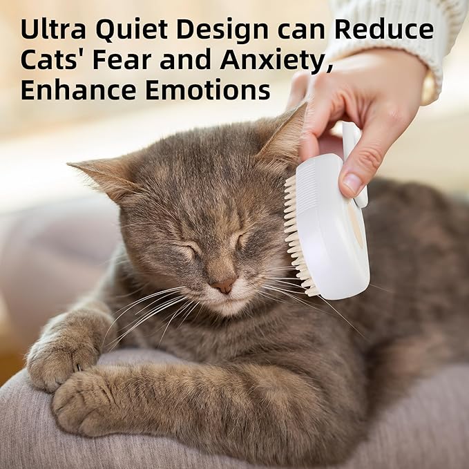 Cat Dog Hair Steam Brush: 4 in 1 Pet Grooming Tool Rechargeable Groomer Silicone Comb for Massage, Cleaning, Shedding and Combing, Anti-Static, 360° Portable Handle for Long or Short Hair Pet (White)