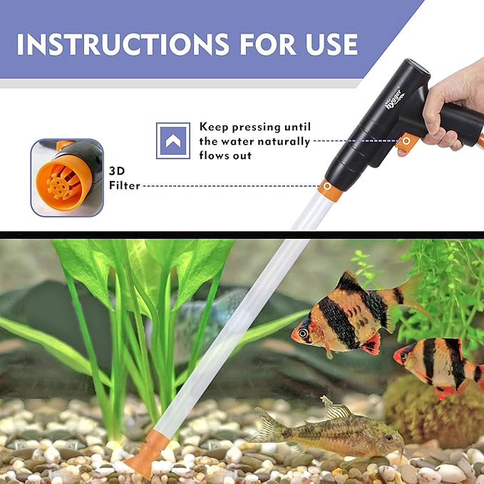 hygger Aquarium Gravel Cleaner, New Quick Water Changer with Air-Pressing Button Fish Tank Sand Cleaner Kit Aquarium Siphon Vacuum Cleaner with Water Hose Controller Clamp