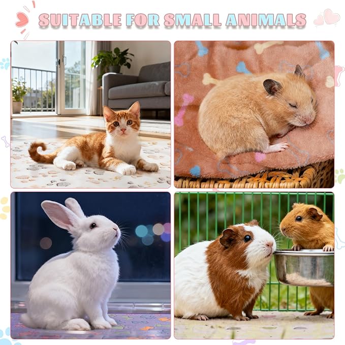 8 Pack Guinea Pig Cage Liner, Washable Guinea Pig Fleece Blankets Beding Accessories, Flannel Throw Warm Sleep Mat, Pet Pee Pads for Small Animal Hamster Rabbit Puppy Cat (Light Color, 24x16 Inch)