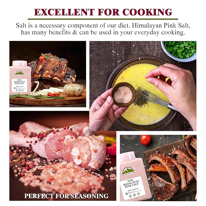 Himalayan Chef Pink Himalayan Salt Fine Grain, 5 lbs Plastic Jar - Pure, Natural, Kosher, Non-GMO, Mineral-Rich, for Cooking, Seasoning, Baking, Table Use