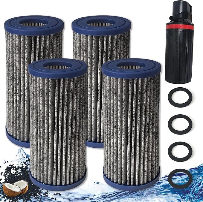 NewKe 8 Pack Activated Carbon Micron Cartridge Replacement for MarineLand Magnum Polishing Internal Canister Filter (Ml90770), Compare to Part# PA0140,4 Upgraded Micron Cartridge and 4 Rubber Gasket