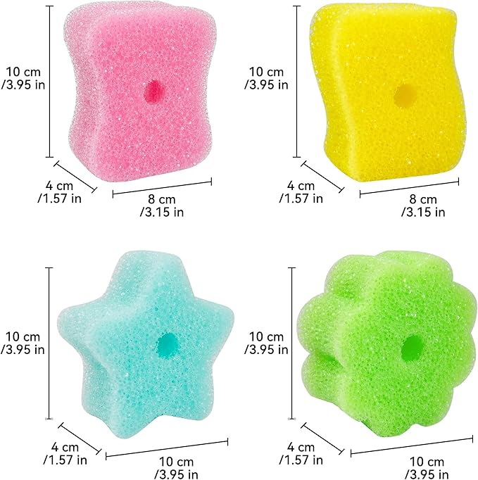 4 Pack Kickleen Scrub Color Sponge with Suction Hanger‌‌,Non-Scratch, Multipurpose Dish Cleaning Temperature Controlled Sponge for Kitchen, Bathroom (Mix Color)