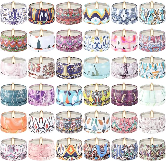 36 Pack Scented Candles Set for Home, Relaxing Stress Relief, Aromatherapy - Natural Soy Wax and Fragrance - Gifts for Women, Mom, Best Friend, Wife, Birthday