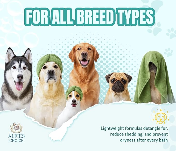 ALFIE'S CHOICE Calm & Comfort Dog Shampoo & Conditioner Set | 16 fl oz Each | Lavender & Rosemary with Vitamin E | Soothing, Moisturizing for Calming All Breeds