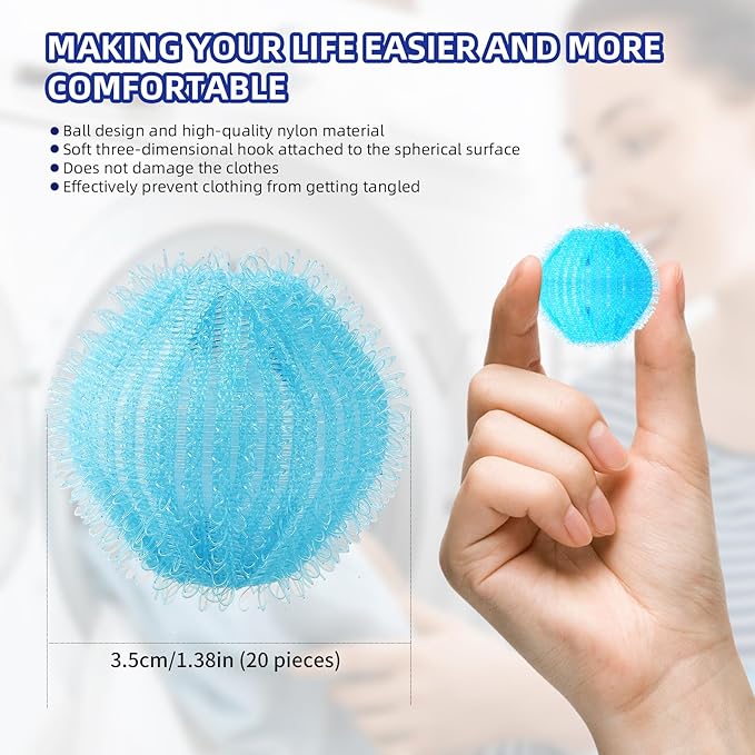 20 pcs Pet Hair Remover for Laundry, Reusable Dog & Cat Hair Remover Tool, Effectively Removes Pet Hair, Lint and Dander from Bedding and Clothing, Suitable for Washing Machines, Dryers