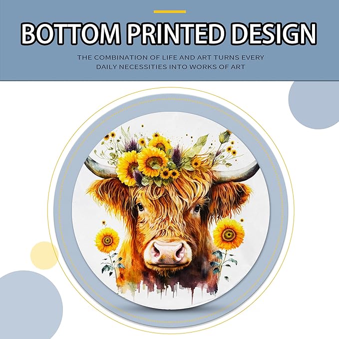 Highland Cow Sunflower Laundry Basket Flowers Foldable Oxford Cloth Funny Tote Bag Laundry Hamper Clothes Storage Bucket Toy Organizer For Bathroom/Laundry Storage/Bedroom 18.9x16.5 Inch